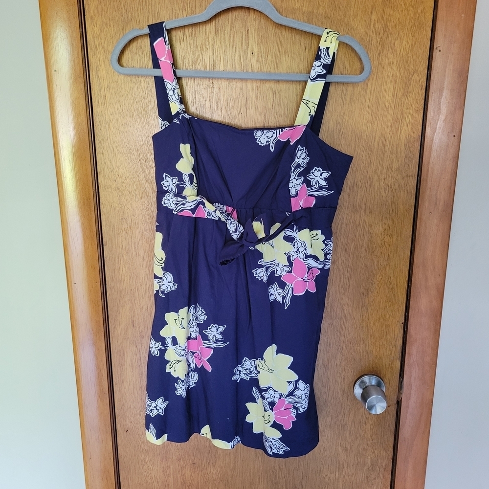 Lilly Pulitzer Avaline Navy Floral Above-Knee Dress S | Strapless Resort Spring - Picture 2 of 7